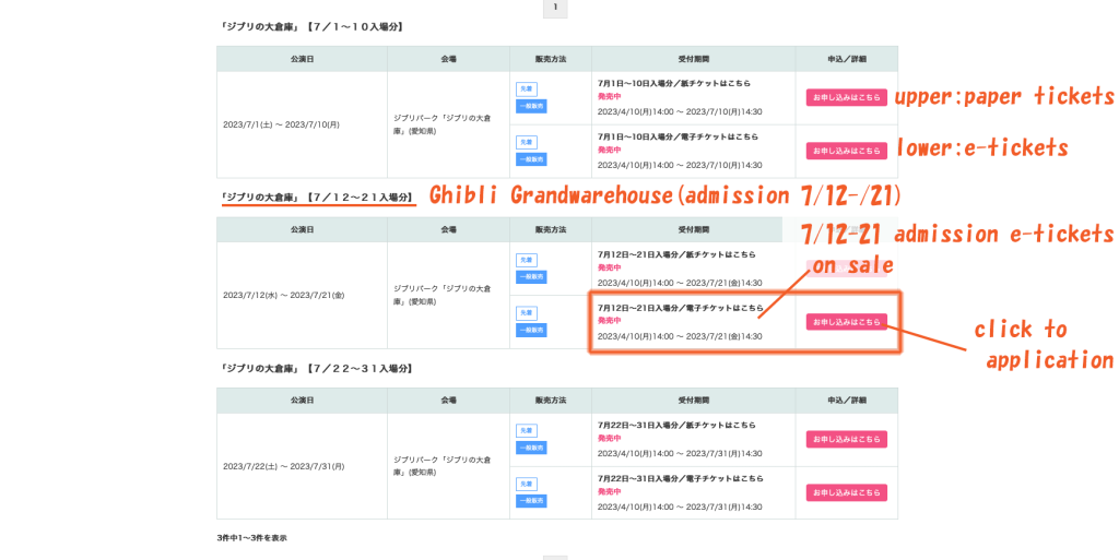Select Ticket Date and Times for "The Great Warehouse of Ghibli"